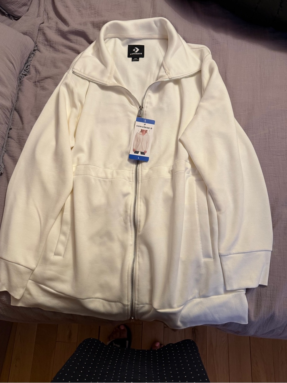 Converse Cream Full-Zip Bomber Jacket